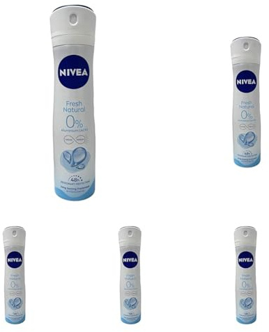 NIVEA Fresh Natural Deospray in einer Packung mit 1 x 150 ml, Antitranspirant-Deo für ein frisches Hautgefühl, Aluminiumfreies Deo mit Meeresextrakten (Packung mit 5)