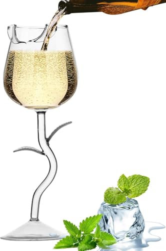 Copa de vino rosa - Copas de vino elegantes, copa de flores resistente al