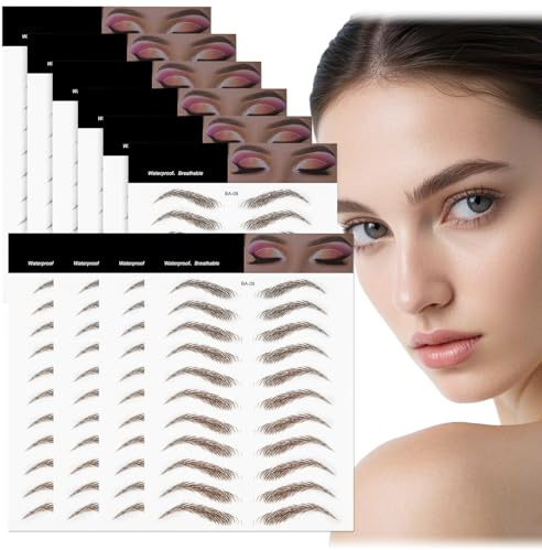 Beugo 110Paia Sopracciglia Adesive, 10PCS Sopracciglia Adesivi Tatuaggi, Tatuaggio Sopracciglio, Finte Naturali Impermeabili di Lunga Durata per Donne e Ragazze, Marrone-08