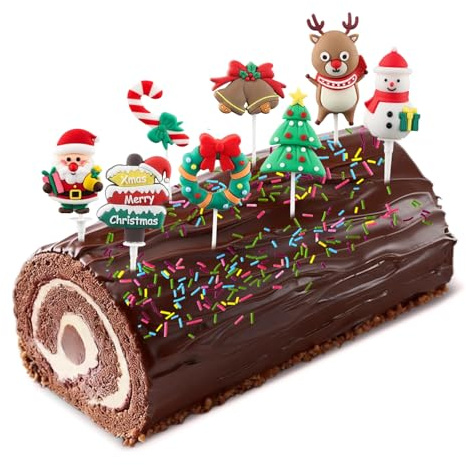 Cake Topper Weihnachten Hillylolly 8 Stück Weihnachten Cupcake Topper, Cupcake Deko Weihnachte, Weihnachtskuchen Topper, Cupcake Topper, Kuchendekoration Weihnachte für Weihnachtsfeier Deko (8 Stück)