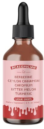 ACADEMICIAN Berberine Drops with Ceylon Cinnamon Tincture Chromium Bitter Melon Turmeric Liquid Drops - 60ml