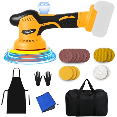 Rouzin Pulidora de coche para Makita 18 V, pulidora de batería para coche, pulidora excéntrica con 8 velocidades variables (sin batería)