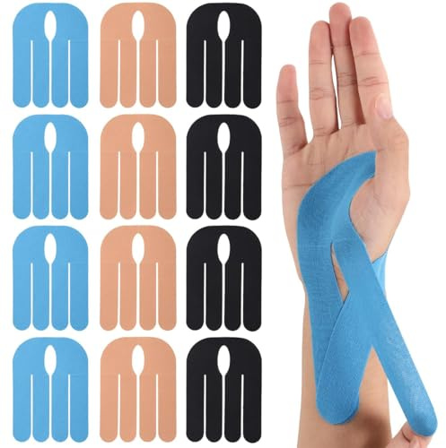 THQAE 12 Pcs tape, kinesiotape, Kinesiotape para muñeca, Precortadas Cinta Kinesiologica Venda Neuromuscular Adhesiva Elásticas Impermeable, Kinesiology Tape Elástica Para Alivio Dolor Muscular muñeca