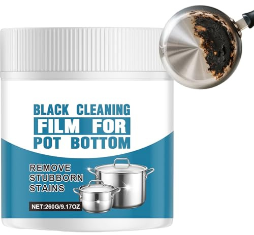 Pâte de dissolvant de résidus brûlés puissante pour casseroles, nettoyant anti-rayures en acier inoxydable 260G, film de nettoyage noir pour fond de casserole, dégraissante robuste (1 pièces)