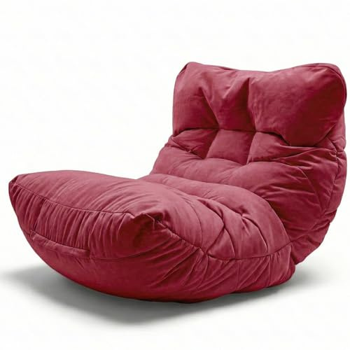Aiire Pouf Poltrona Sacco di Design - Puff per Sedersi in Cotone con Imbottitura Inclusa - Bean Bag Chair per Salotto, Camera da Letto o Lettura - Pouffe Moderno Rosso