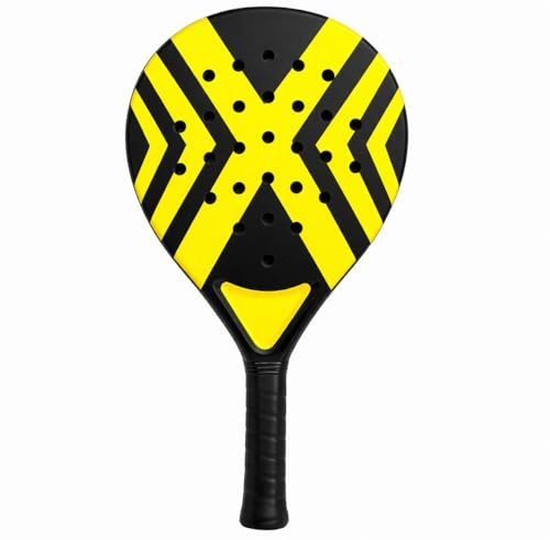 Raqueta de pádel Profesional para Adultos Incl. Bolsa de Malla, Raqueta de Tenis para Principiantes y avanzados (Amarillo)