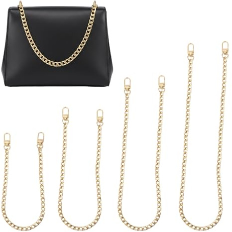 4 Stück Taschenkette Handtasche Kette Metall Ersatz Trageriemen Kette 40 & 60 & 100 &120cm Kettenriemen Schultergurt für Damen Handtaschen Schulterriemen Tragegurt Metall Ketten Taschenzubehoer (Gold)