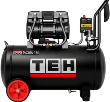 TEH 50L Air Compressor | 1500W (2HP) Oil-Free Motor | 250 L/min Air Flow | 8 Bar (116 PSI) | Maintenance Free Dual Gauge Design | Low Noise Workshop & Garage Air Tool Compressor