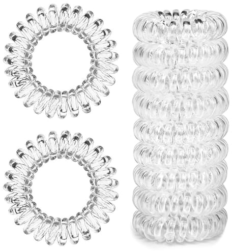 GNALIA Elastici Capelli Donna 10 Pezzi, Elastici A Spirale Bianchi, Forte Tenuta Rispettosa, Antirottura Capelli, Diametro 3.8Cm