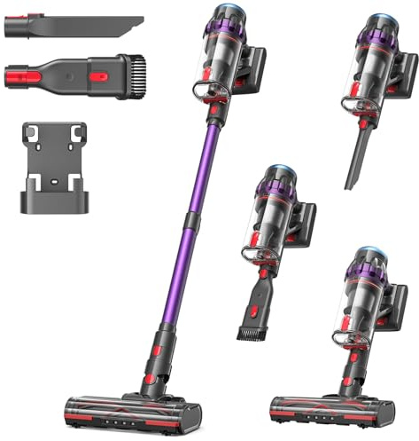 Lubluelu Akku Staubsauger 50000Pa/550W/50Min Staubsauger Kabellos mit Display, Anti-Tangle-Bürste, leichte & Flexible Bauweise, Akkustaubsauger für Tierhaare/Teppiche/Hartböden/Auto G10