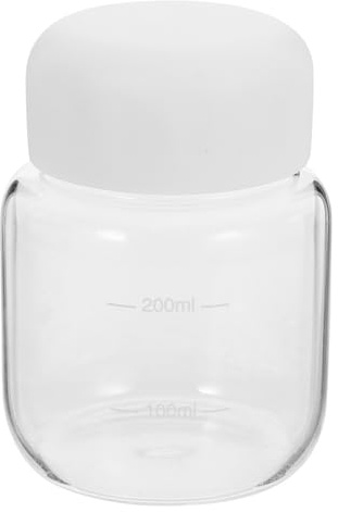 LALAFINA Botella de Agua de Vidrio Borosilicato Mini 300ml Tapa de Color Claro, Resistente a Altas Temperaturas, Portátil y Transparente para Leche, Jugo y Café en Viajes