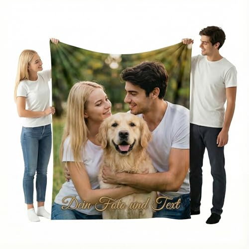 Cimpress Personalisierte Decke selbst gestalten, Fotodecke aus Sherpa, 127x152 cm, Individuelle Kuscheldecke mit eigenem Foto und Text bedruckbar, Geschenkidee zu Weihnachten, Geburtstag, Couchdecke