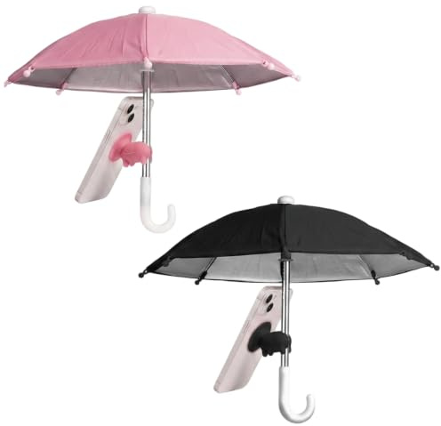 IAndhy Mobile Phone Umbrella for Sun, Phone Sun Shade for Outdoor Photography and Cycling, Two-Piece Phone Umbrella Set for Reducing Glare and Overheating, Universal Smartphone Attachment