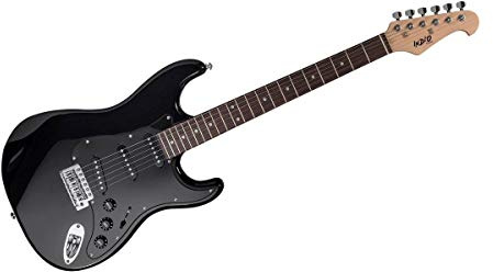 Monoprice Cali Classic Electric Guitar - Black 6 Strings, Double-Cutaway Solid Body, Right Handed, SSS Pickups, Full-Range Tone, With Gig Bag, Perfect for Beginners - Indio Series