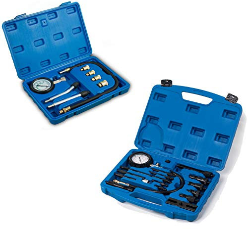 KIT COMPRESIMETRO DIESEL 1000 MANOMETRO 1000 PSI Y COMPRESIMETRO DE GASOLINA UNIVERSAL | MEDIDOR DE COMPRESION DE MOTOR CON ADAPTADORES UNIVERSALES PARA COCHE Y MOTO