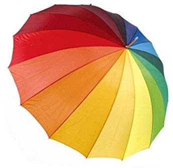DUA Deluxe Large Gents Ladies Golf Walking Umbrella Rainbow