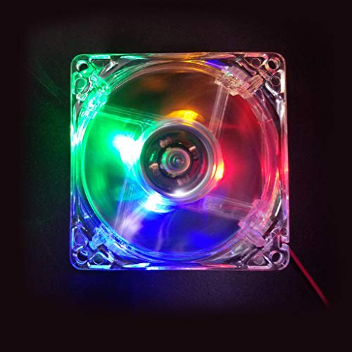 Yintiod Ventola di raffreddamento per PC, 1 pezzo, 8 cm, doppia apertura a LED, multicolore, silenziosa, per computer PC, ventola da 12 V