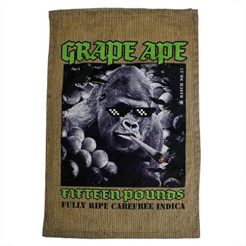 steelplant Grape Ape Cannabis Sack Print Pillowcase - Burlap Sack Effect Weed Pillow - for Standard Size (20x26 Insert) (Grape Ape)