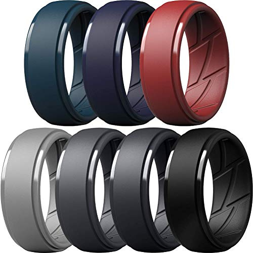 ThunderFit - Silicone Rings for Men 10mm Wide 0.3cm Thick Pack of 1-10 | 2.5mm Thick, Variety Multipack 1-10, Comfortable Fit, Durable & Flexible Silicone, Safe for Gym & Work