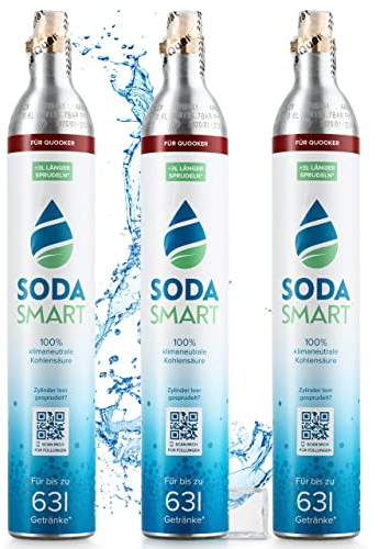 SodaSmart Premium CO2 Zylinder für Quooker Wassersprudler | Gefüllt mit 425g Kohlensäure +25g extra für mehr als 60l | Kohlendioxid-Zylinder als Reservepack