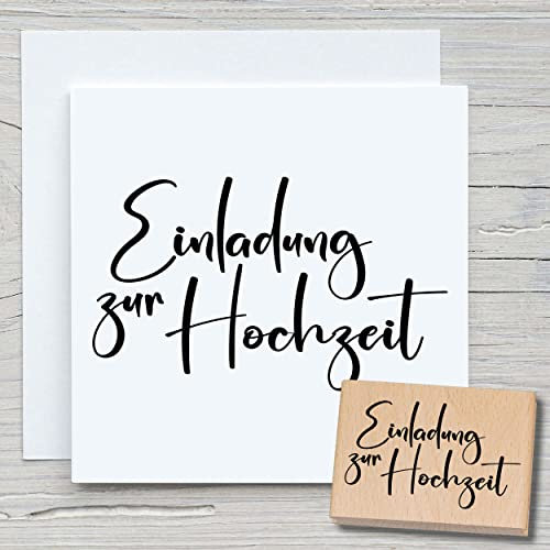 NEWSTAMPS Stempel Einladung zur Hochzeit Motivstempel groß aus Holz & Gummi zum Karten und Geschenke basteln, Holzstempel für Sprüche, Textstempel, Schrift, Scrapbook, Textilstempel, Deko