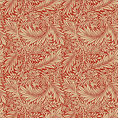 Cotton Fabric - William Morris Larkspur Crimson Red Floral - Craft Fabric Material Metre
