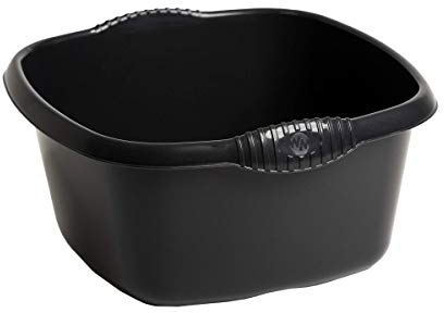 M1SS An Amazing 32cm Plastic Square Bowl Washing Up Bowl with Stylish Integral Handles Ideal For Easy Kitchen Daily Routine, Sink, Basin Wash and Many More Use. (Midnight Greyish)