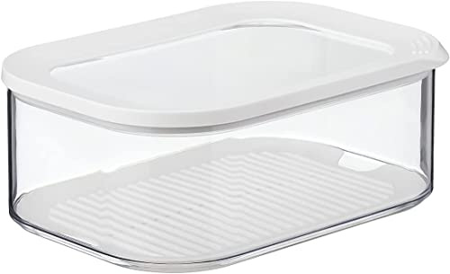 Mepal Käsedose Modula – 2000 ml Inhalt – Kühlschrankdose für Käsestücke und Scheibenkäse – mit Antikondenseinsatz – spülmaschinenfest, Plastik, Weiß, 22.4 x 16 x 8.6 cm