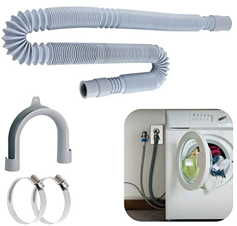 Parpyon® Tubo Scarico Lavastoviglie Sifone scarico Lavasciuga doppio, Rubinetto Lavatrice Curvetta, Raccordo 2 Vie (Tubo Scarico 80-300CM)