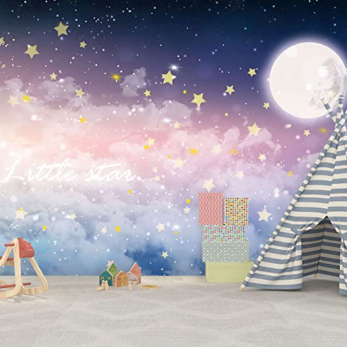 Vlies Fototapete Cartoon Sternenhimmel 3D Effekt Vlies Tapeten Wandtapete XXL Moderne Wanddeko Wohnzimmer Schlafzimmer Büro Flur 400 cm B x280 cm H