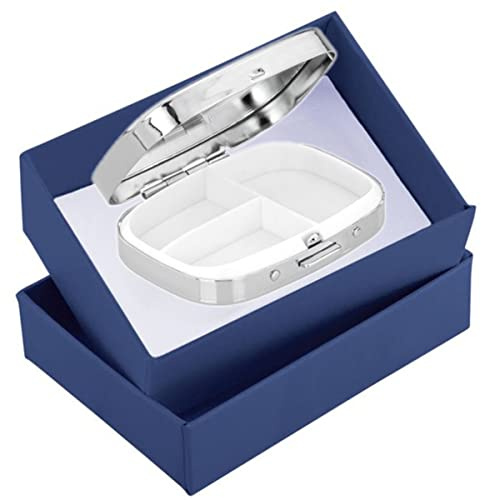 Pillendose (3 Fächer) | Hochglanz versilbert (Silber Plated) | 6,5x5x1,5 cm | Kompakt & Geschenkfertig | Diskret & Elegant | Für unterwegs