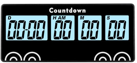 NInE-ROnG 9999 Tage Countdown-Timer mit wiederverwendbarem Magneten Digitaler Alarm Laute Uhr Nachttisch-Erinnerung,Küchen-Countdown-Timer für Ereignis-Erinnerung Baby（schwarz）