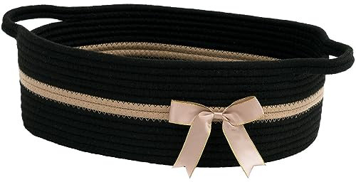 CHICVITA Baby-Geschenkkorb, kleine gewebte Körbe zum Organisieren, schwarzer Aufbewahrungskorb für Spielzeug, Handtücher, Windeln, dekorative Körbe für Kinderzimmer, 33 x 24,9 x 12,7 cm