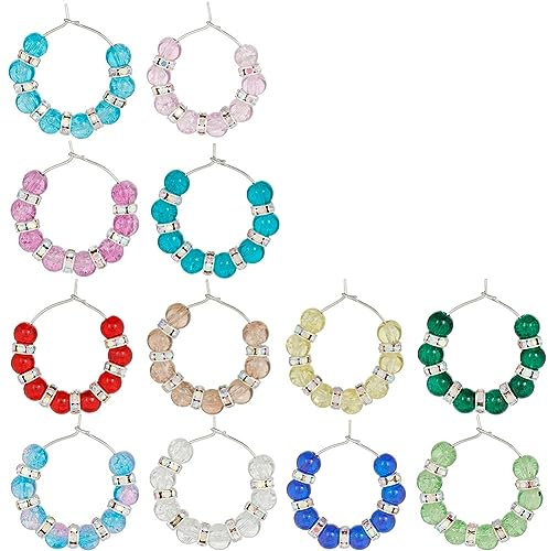SUNNYCLUE 1 Box 12Pcs Wine Glass Charms Wine Glass Tags Markers Charms Markers Bulk Identifiers for Gathering Wedding Holiday Party Favor Drinks Decor Gift UK
