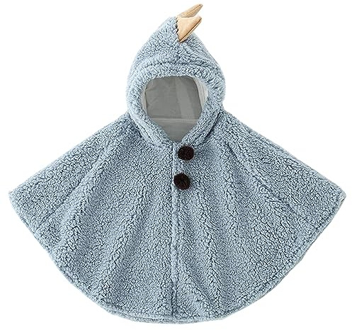 Nemopter Carino Mantello con Cappuccio Bambino Maschio Femmine Felpa Con Cappuccio Lana Morbido Poncho Mantello Antivento Inverno Autunno Capispalla Caldo Scialle per Bambini 0-3 anni, blu, 0-3 ans
