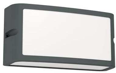 EGLO LED Wandlampe außen Camarada, Außenbeleuchtung Hauswand | rechteckige Außenleuchte Wand, Außenwandleuchte aus Metall in Anthrazit, Außenlampe kaltweiß, IP54