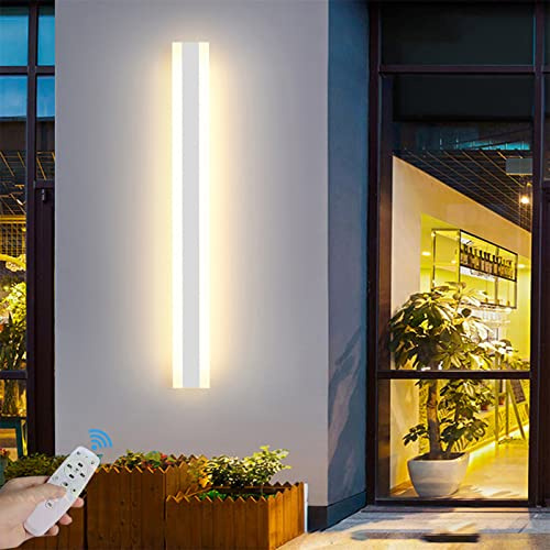 LED Aussen/Innen Wandleuchte mit Fernbedienung Dimmbare Weiß Wandlampen Garten Außenwandleuchte Kaltes Weiß/Warmes Licht/Neutrales Außenlampe Moderne Flur Wandbeleuchtung IP65 (Dimmbar,150cm 88W)