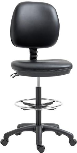 Vinsetto - Taburete giratorio ajustable en altura de 69-91 cm, respaldo reclinable y reposapiés ajustable