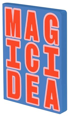 Nuuna Notizbuch A5+ Graphic Glow L - Magic Idea, Leder gelb | Dotted Journal | 3.5 mm Punktraster Grau | 256 nummerierte Seiten | 120 g Premium-Papier | made in Germany
