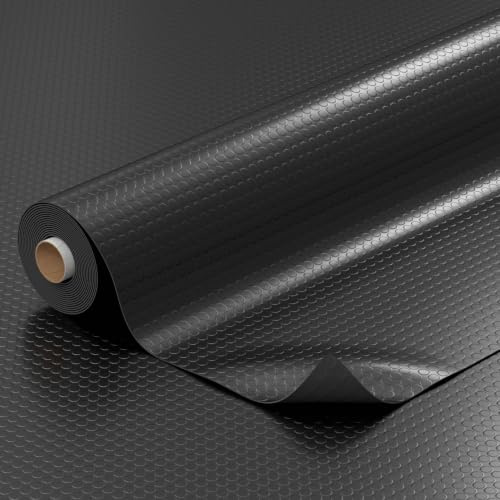 PVC-golvbeläggning, metervara, noppor, 1 mm, halkfri matta, golvmatta, noppmatta, räfflad plåtmatta, tårplåt, halkfri, svarta noppor, 380 x 140 cm