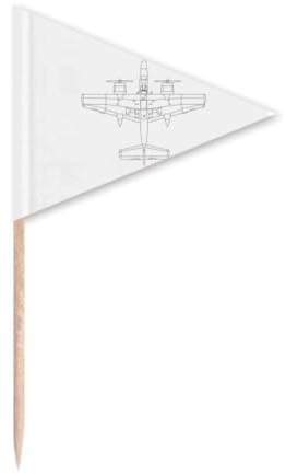 Plane Army Line Art Deco Fashion Toothpick Triangle Cupcake Toppers Flag