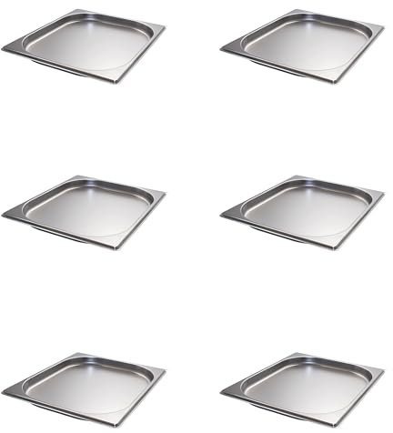 AcMax 6 Stück GN 1/2 Gastronormbehälter GN-Behälter Edelstahl 1,25 Liter Tiefe 20mm Gastronorm