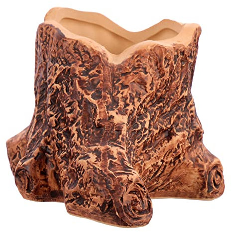 BESPORTBLE Pot à Fleurs Racine Imitation Tronc D’Arbre en Céramique 2 Compartiments pour Succulentes Déco Intérieure Bureau Jardin Plantes D’extérieur