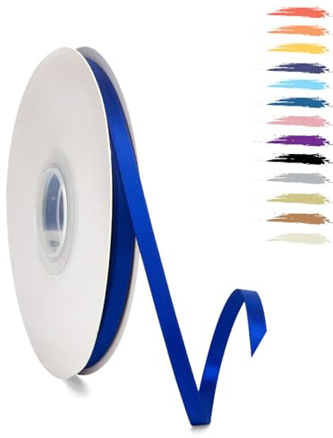 Königsblau 6mm Satinband 95 Meter, Polyesterband, verschönern Sie Ihre Bastelarbeiten und Feiern, ideal für Geschenkverpackungen, Dekorationen, Hochzeitsautoband, Bänder zum Basteln