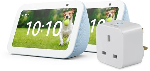 Echo Show 5 (3rd generation) | Cloud blue, 2-pack + Sengled Smart Plug, Works with Alexa - Smart Home Starter Kit