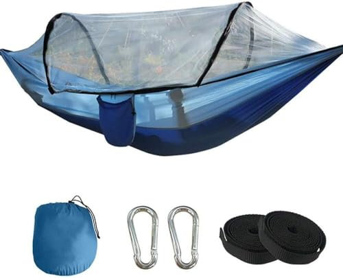 JvFbjLF Hamaca Mosquitera Soporte automático Mosquitera Hamaca Ultraligera Nylon Hamaca Cifrado Malla(BLU)