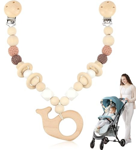 XUHN Holzkinderwagenkette, Baby-Kette für Jungen und Mädchen, für Kinderwagen oder Autositz