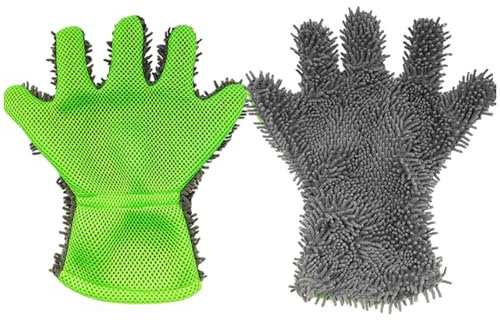 2 Stück Autowaschhandschuhe Mikrofaser-Autowaschhandschuh Autopflege Super Saugfähiges Handschuh Waschhandschuhe Autopflege Finger Mit 5 Fingerform Für Autos, Räder, Reinigung und Haushaltsreinigung