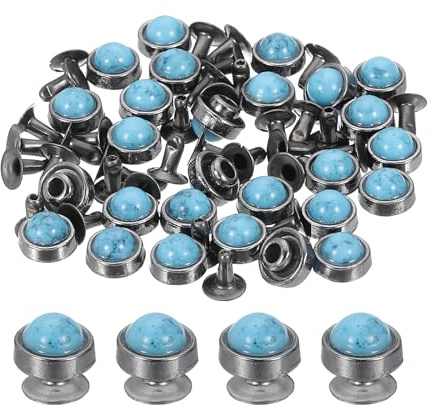 sourcing map 30 Set Leather Rivets, 8mm Turquoise Rapid Rivets Studs Rivets Craft Accessories for DIY Leather Craft Fabric Clothes Belt Bags, Blue