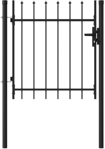 Willood Zauntor Einzelflügel mit Speerspitzen Stahl 1 x 1 m Schwarz